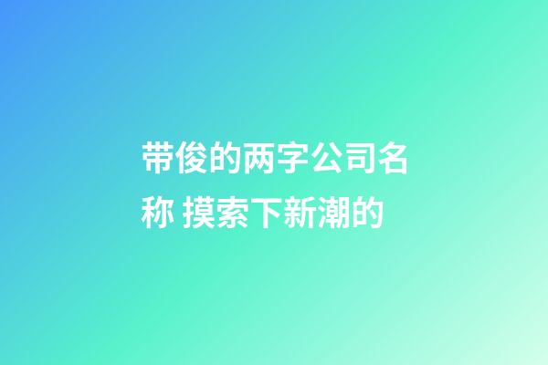 带俊的两字公司名称 摸索下新潮的-第1张-公司起名-玄机派